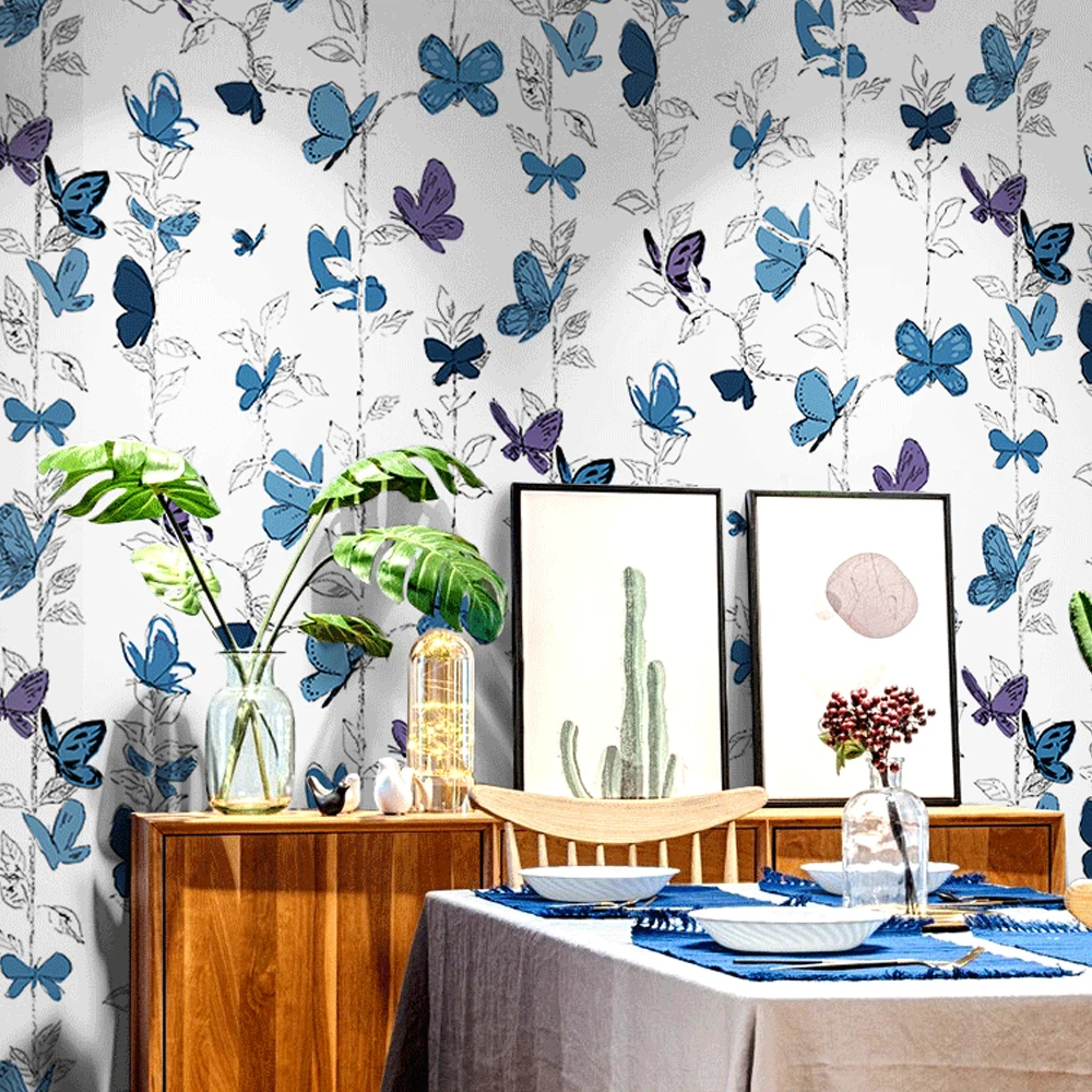 Pastrol Butterfly Wallpaper Living Room Bedroom Girls Room Fresco Wall Papers Home Sofa TV Decor Mural European