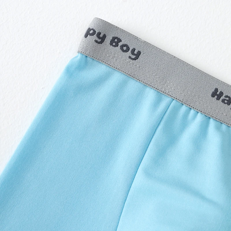 4-teiliges Set Jungen-Unterwäsche für alle Jahreszeiten, einfarbig, schlicht, bequeme Boxershorts mit elastischem Bund, Kinder-Shorts für Zuhause – Detail 8