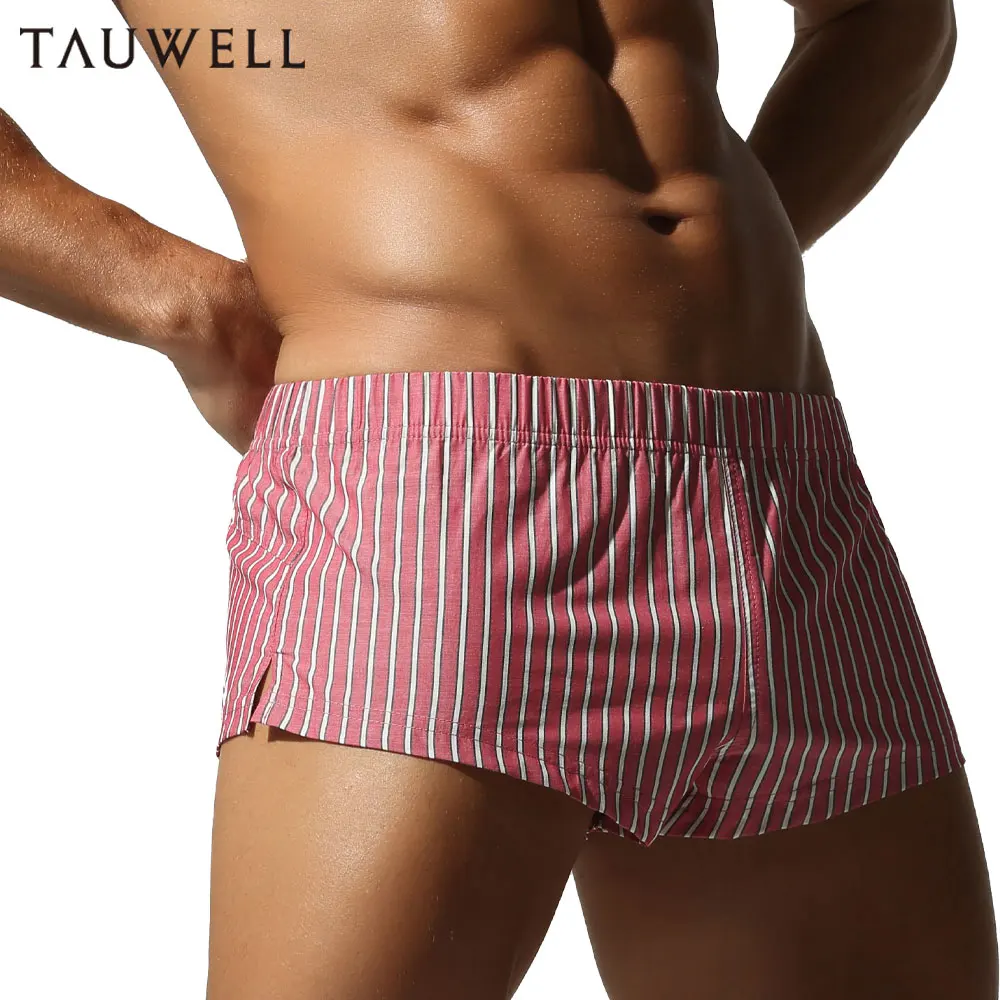 TAUWELLMen's Breathable Soft Fabric Lounge Shorts Stylish Striped Design Comfortable Elastic Waistband Relaxed Fit Underwear