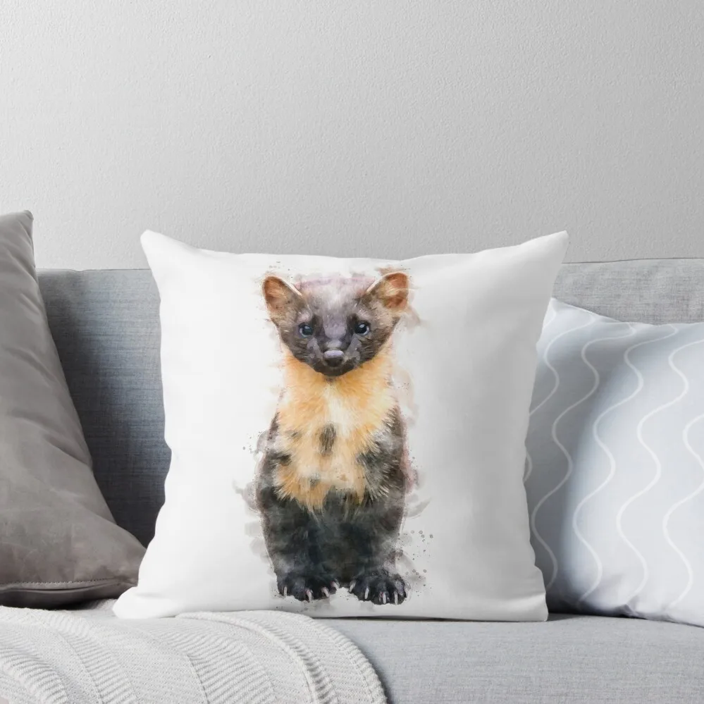 

European Pine Marten Watercolour Artwork Throw Pillow Room decorating items christmas decorations for home 2025 pillow