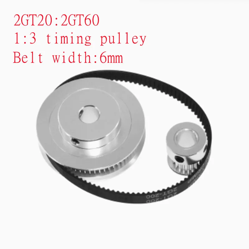 2GT  Timing Pulley Belt Kit Reduction 1:3  2GT20  2GT60 Toothed Pulley Wheel Engraving Machine Accessories Gear Belt Pulley Set