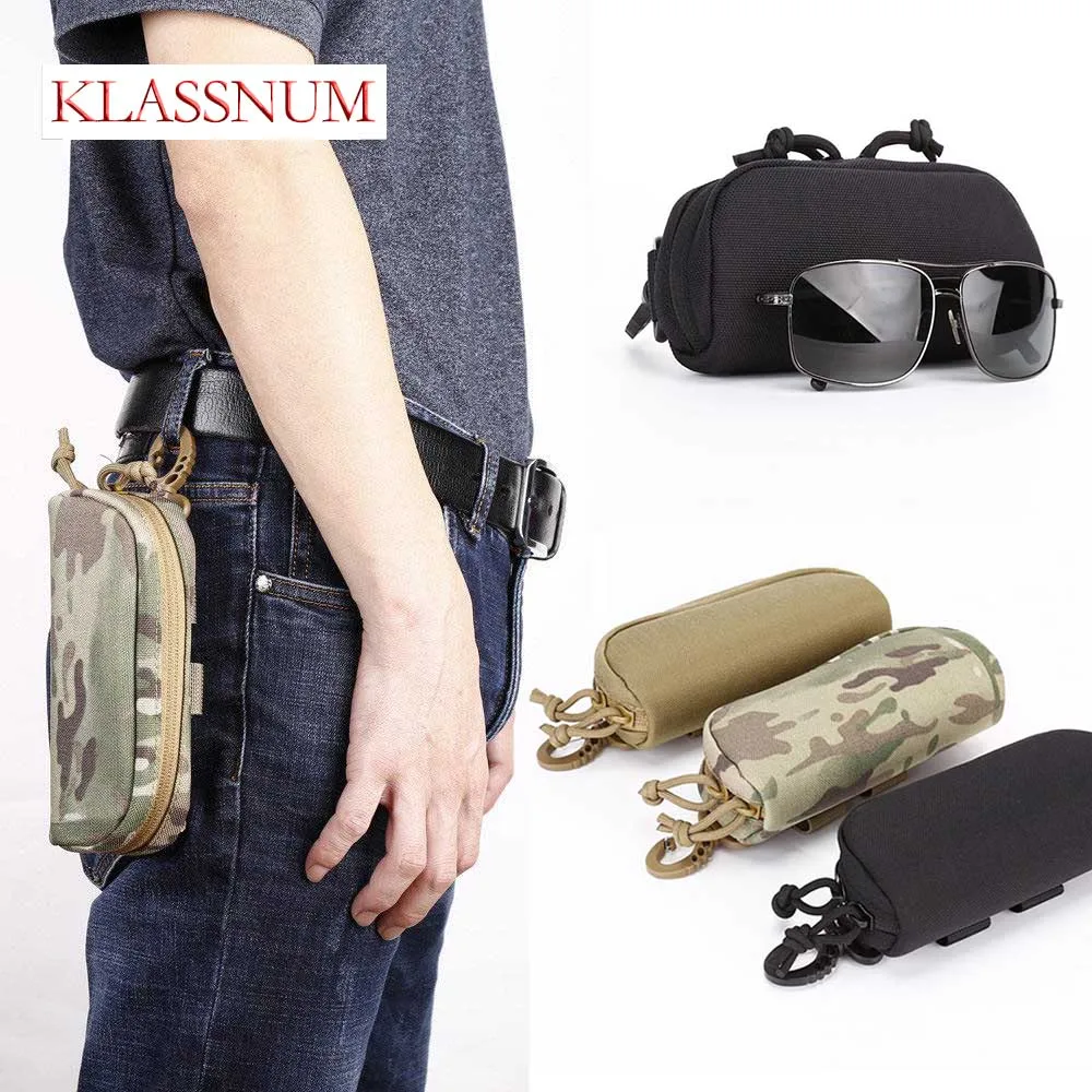 KLASSNUM Outdoor Tactical Nylon Hard Glasses Box With Molle System Protection Box Accessory Pack Utility Army Hunting Accessorie