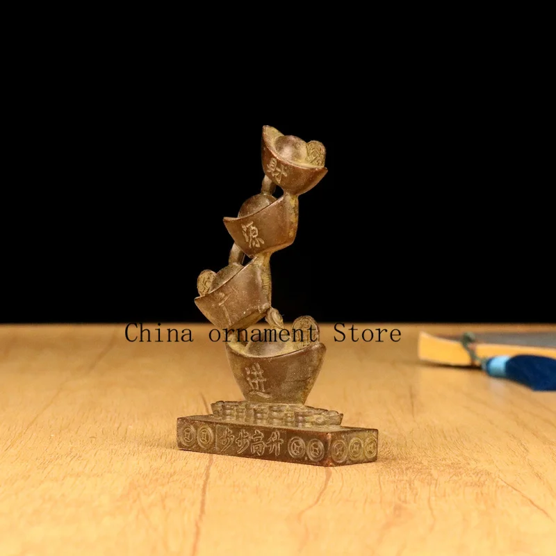 Copper ingot figurine, a small decorative piece symbolizing wealth from all directions, suitable for living room, entryway, or d