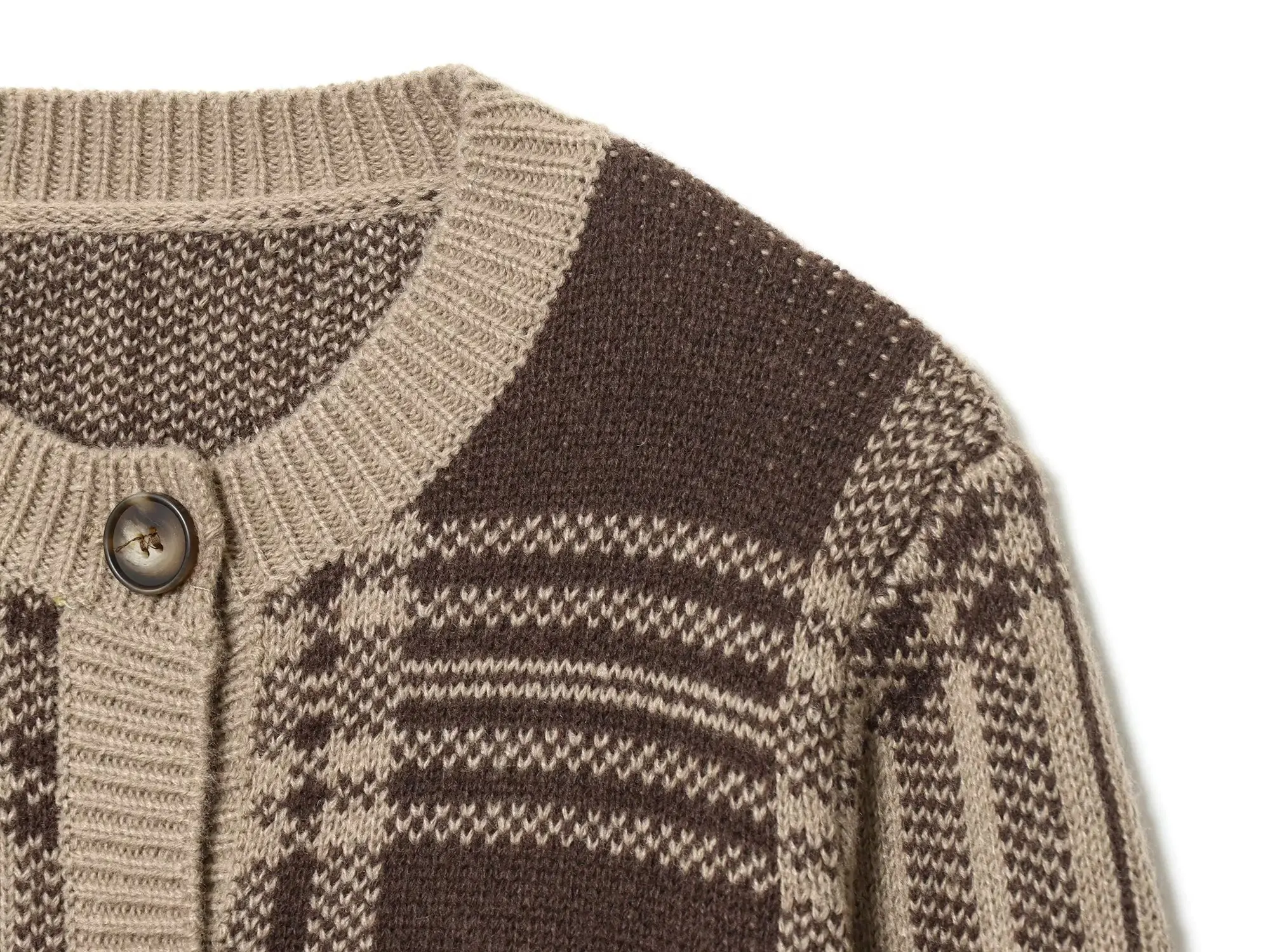 BSAY jesień nowa kolekcja odzieży damskiej 2025 casualowa moda retro krata okrągły dekolt zapinana na guziki koszula z długim rękawem