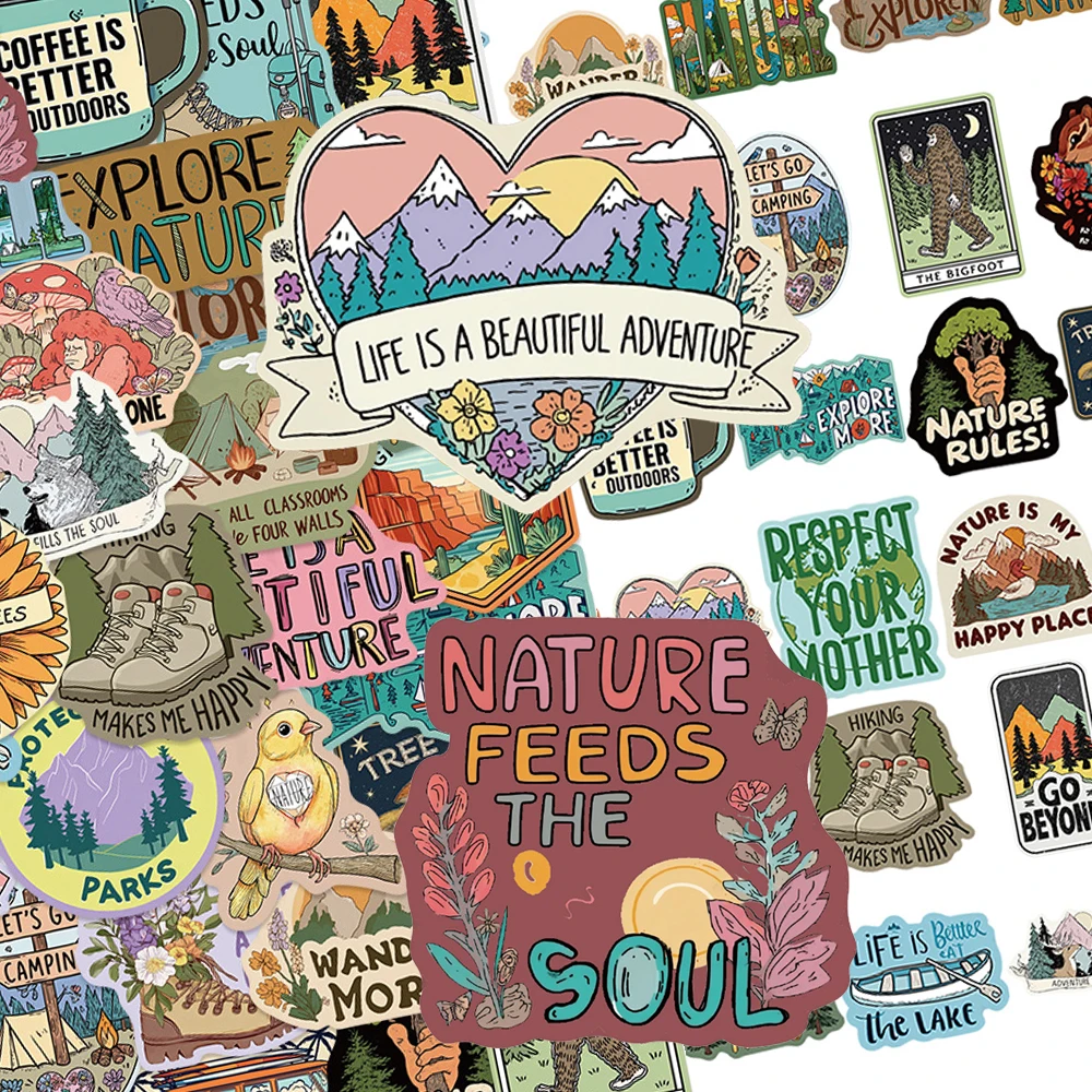 

10/30/50pcs Wilderness Hiking Camping Graffiti Stickers Outdoor Travel Natural Rules Sticker Diary Water Bottle Phone Decals Toy