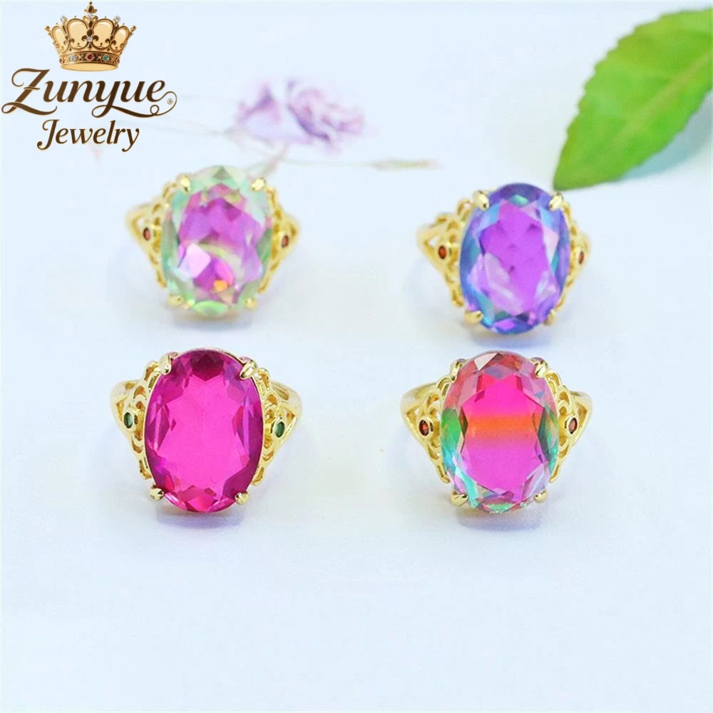 

High-End Colorful Glass Engraved And Hollowed-Out Ring Luxury Quality Fashion Fine Jewelry Exquisite Popular Elegant Charms Gift