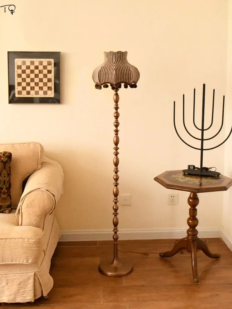 French Vintage Medieval Fabric Art Decorative Floor Lamp LED E27 Minimalist Individual Standing Lamp Princess/Girls Room Study