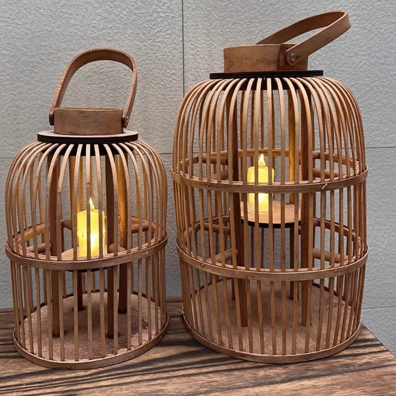 

Handmade Bamboo Wind Lantern Floor Candle Holder Tea Room Hotel Model Room Decoration Ornament Garden Garden Lantern Retro