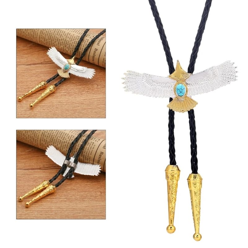 

Vintage Bolo Tie for Women Men GoldEagle Pendant Necktie Western Cowboy Necklace Bolo Tie Music Concert Rodeos Neckwear Dropship