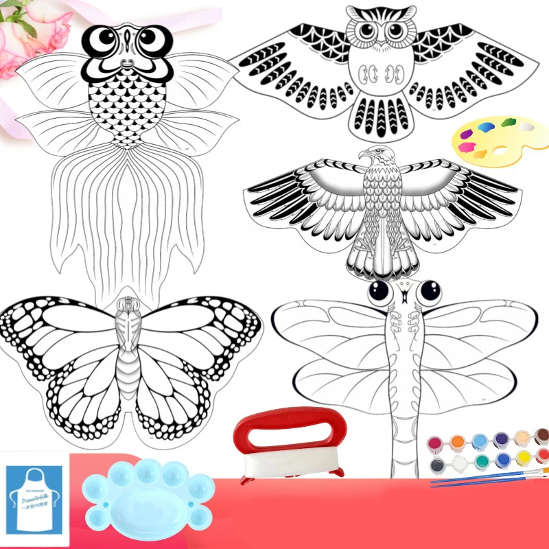 

1Pcs Blank Kite DIY Coloring Graffiti Kite Children Education Painting Kite Easy To Fly Kite Flying Toy Kids Outdoor Toys