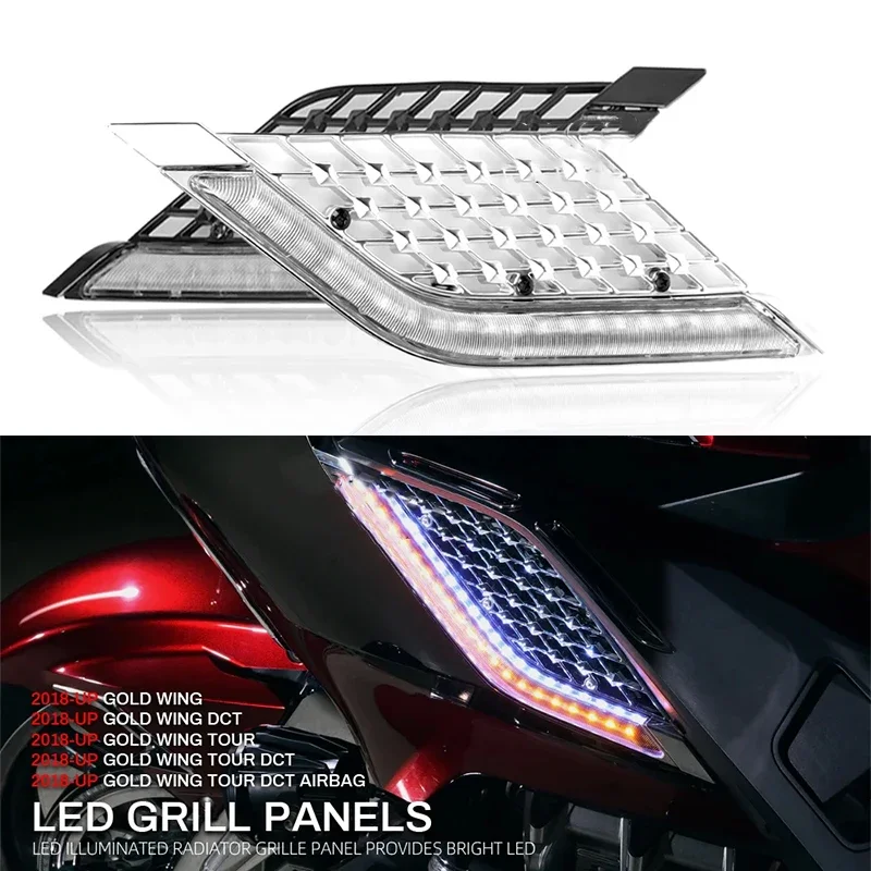 

Motorcycle LED Light Radiator Grill Panels Decorative Light Lamp For Honda Goldwing Gold Wing GL1800 Tour DCT Airbag 2018-2023