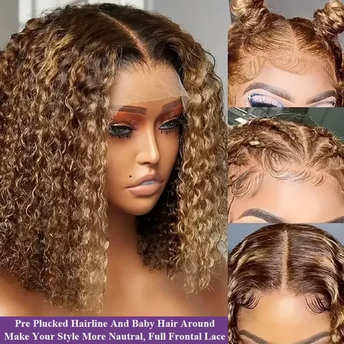 Imagen 2 del producto Pelucas Bob con encaje Frontal HD 13x4 de onda profunda, peluca Frontal de encaje de cabello humano con ondas de agua, 10-16 pulgadas, 4/27 colores, pelo prearrancado Bob