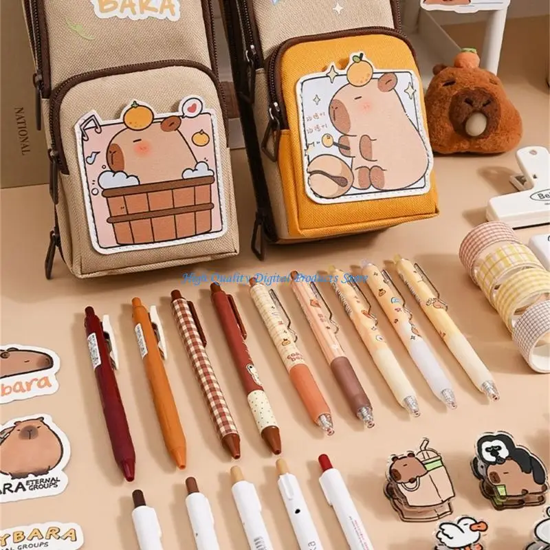 U2JE Standing Pen Holder Storage Bag Travel Makeup Brush Holder Portable Pen Pouches