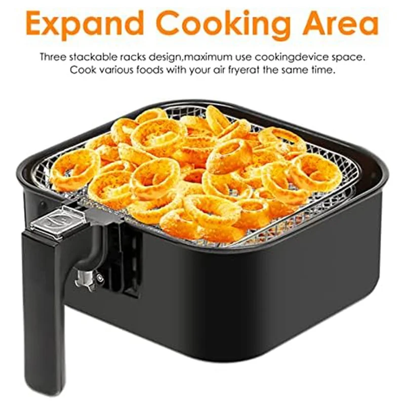 Friteuse à air T1 en acier inoxydable avec clip, panier de cuisson carré empilable, décollage multicouche, pièces de friteuse à air T1