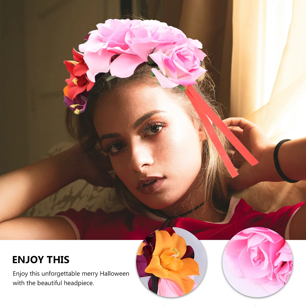 

Повязка на голову с орхидеей, аксессуары для волос с цветком, цветочная корона на Хэллоуин, розовый фестиваль, размер для взрослых и детей, красивые очаровательные украшения для вечеринок