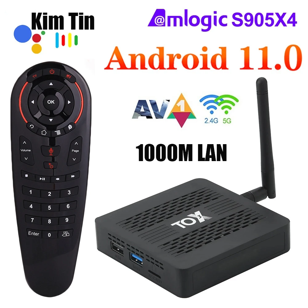 

New TOX3 Quad Core Amlogic S905X4 Media Player 4GB 32GB 1000M LAN 2.4G 5G Dual Wifi BT4.1 4K HDR Smart Android 11 TV Box