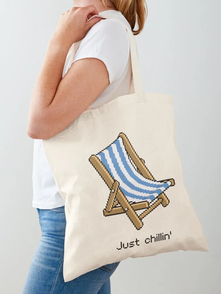 

Habbo Blue Deck Chair - Just Chillin' Tote Bag Eco bag reusable shopping bags tote bag men Canvas