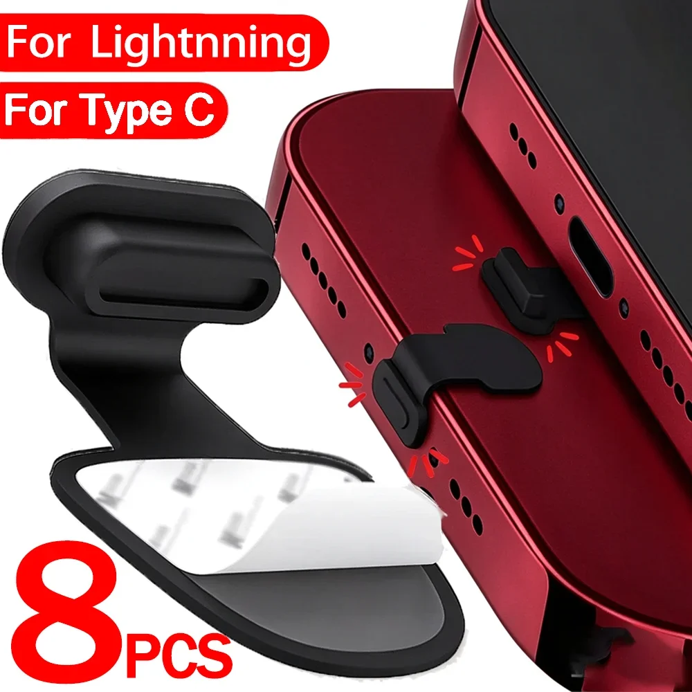 8PCS Charging Port Anti-Dust Dirt Plug Silicone Lightnning Dustplugs Cover for IPhone18 14 Samsung S26 S25 Type-C Port Protector