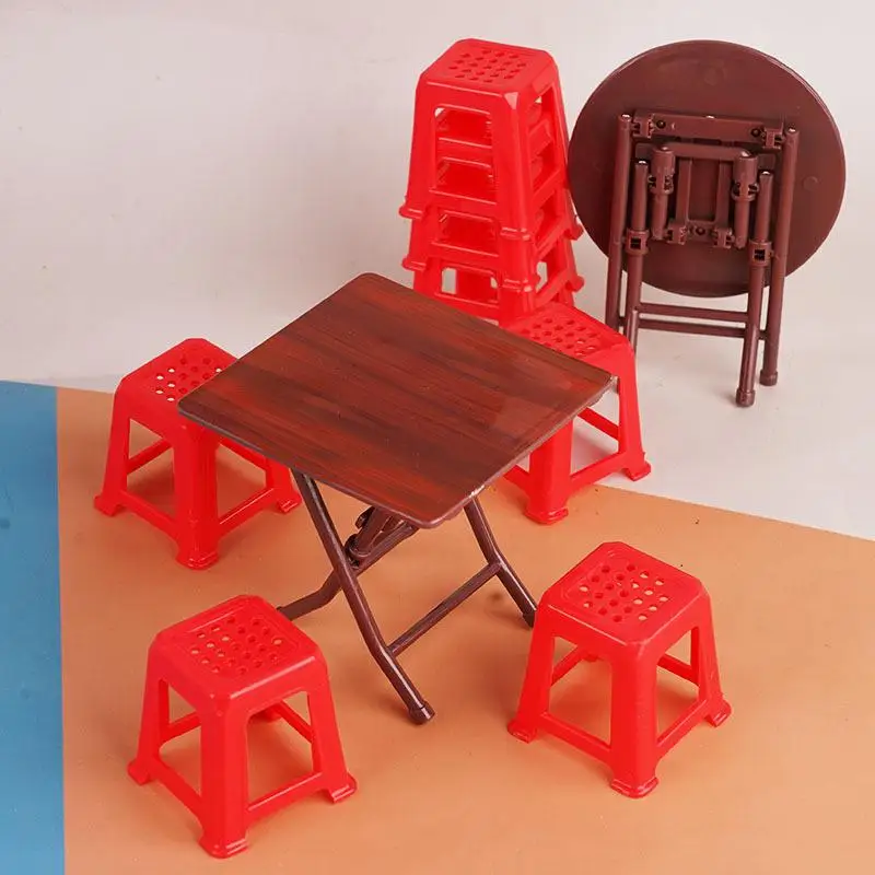 Juego de mesa y sillas de simulación para casa de muñecas, Mini muebles de decoración, accesorios para casa de muñecas, juguete para juego de imitación, 1/12