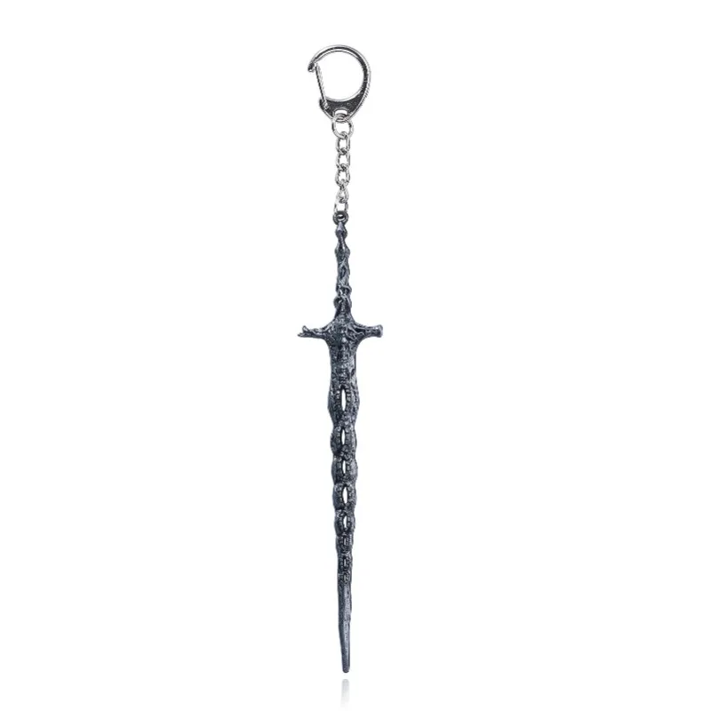 14cm Ring Dark Moon Game Keychain Pendant Damascus Giant Sword Marlenia Handheld Blade Metal Weapon Model Birthday Gifts Toy Boy