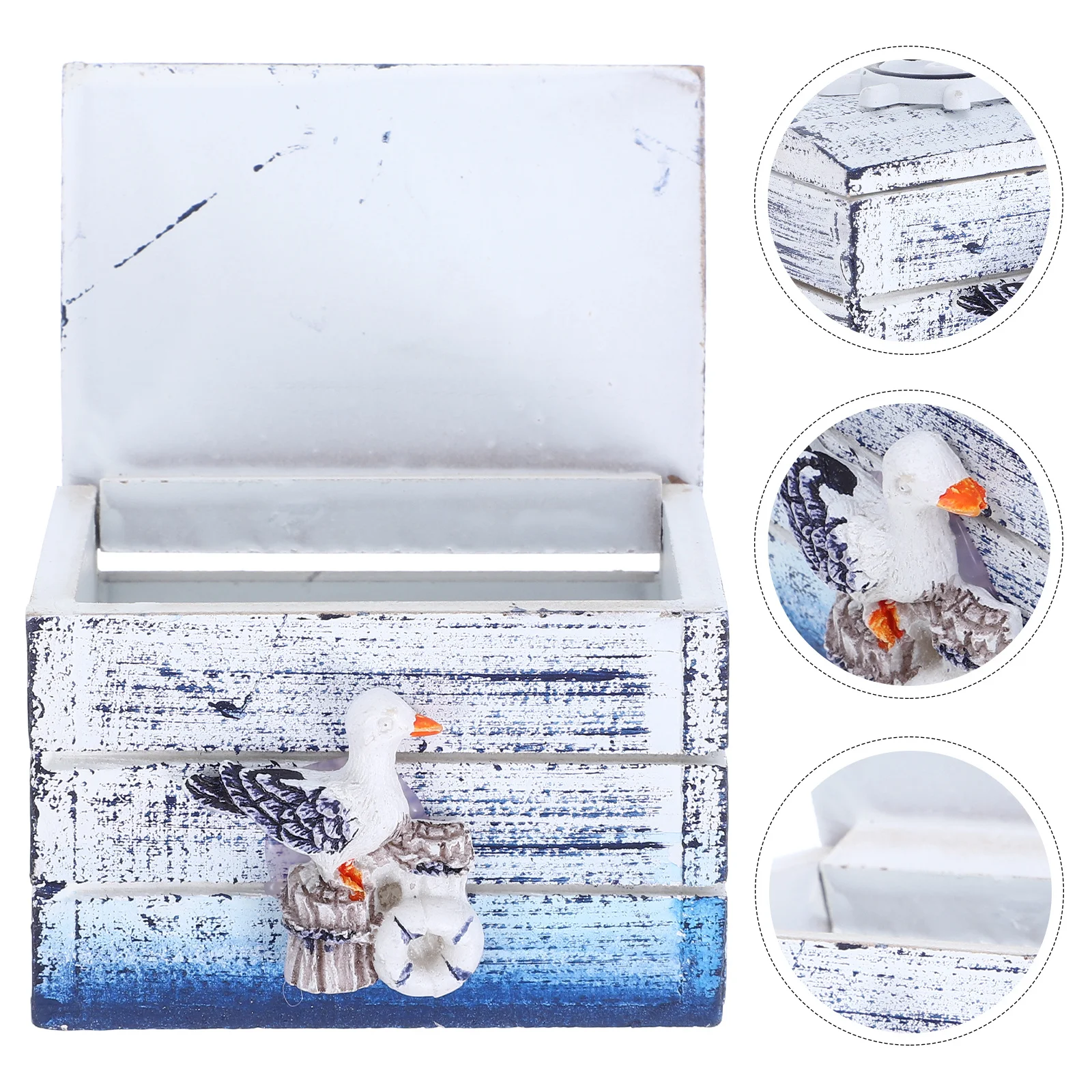 

Mediterranean Style Wooden Jewelry Box Organizer Trinket Case Retro Decorative Storage for Rings Earrings Necklaces Home Bedroom