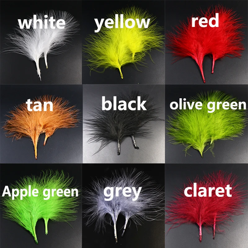 Selected 20feathers turkey marabou fly tying feathers for wooly bugger leech streamer fly tying materials