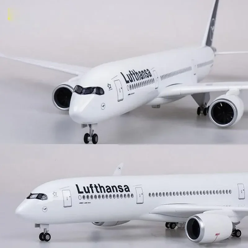 50.5CM 1/142 Scale Airplane Airbus A350 Lufthansa Airline Model W LED Light & Wheel Diecast Plastic Resin Plane For Collection