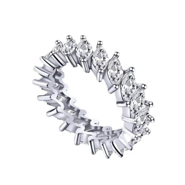 Marquise Cut Moissanite Eternity Ring S925 Silver Hiphop Diamond Rings for Women men Wedding Fine Jewelry view 4