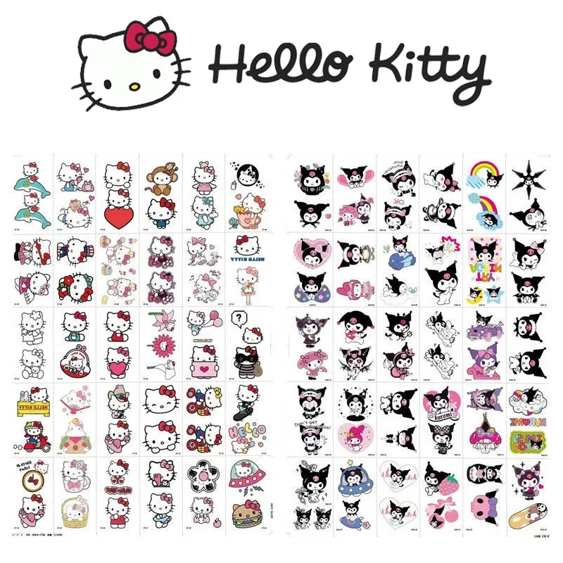 60/30 Pcs Hello Kitty Fake Tattoo Stickers Cartoon Temporary Tattoos Kids Arms DIY Body Art Kawaii Cartoon Collection Wholesale