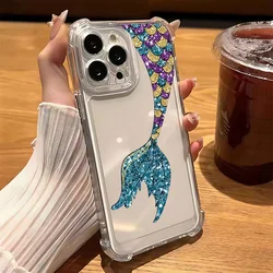 New Cute Mermaid Tail Phone Case For Samsung Galaxy S25 S24 S23 S22 S21 S20 Note20 FE Ultra Plus 4G 5G Anti Fall Clear TPU Cover