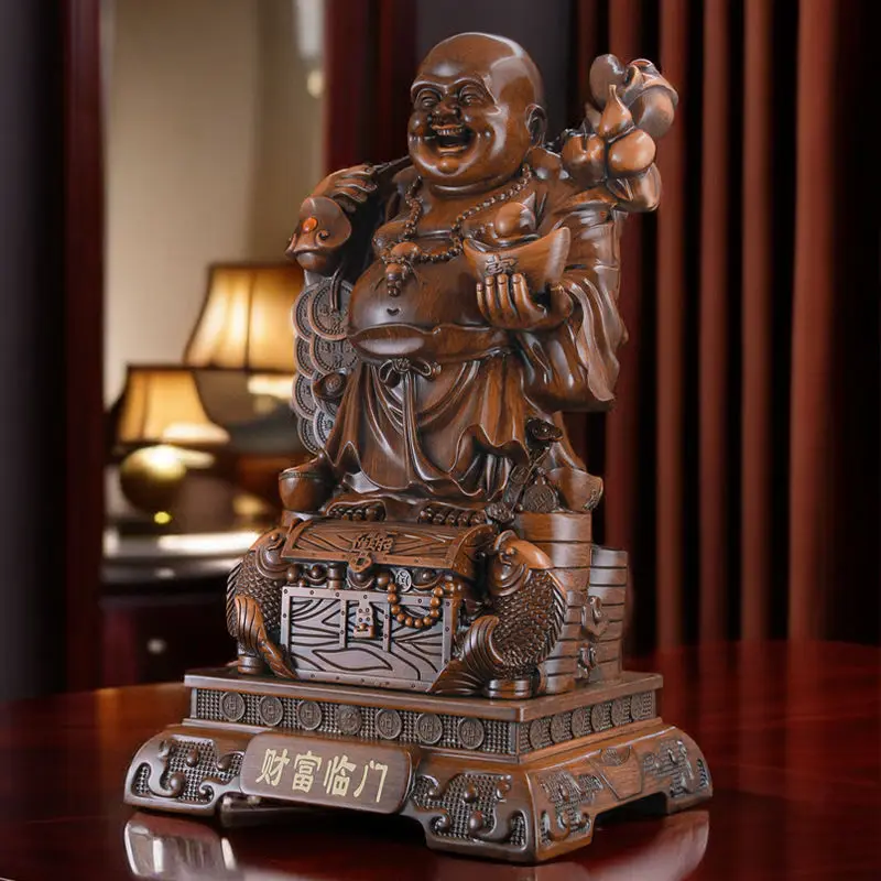 Zhaocai Maitreya Buddha Ornament with A Big Belly Smiling Buddha Attracting Wealth Buddha Statue Living Room Entrance Ornaments