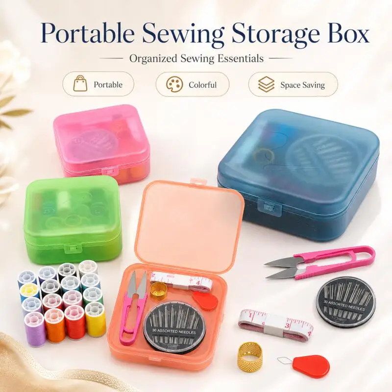 Mini-Nähset-Aufbewahrungsbox für Zuhause und Wohnheim, Multifunktionales Reise-Nähset – Detail 1