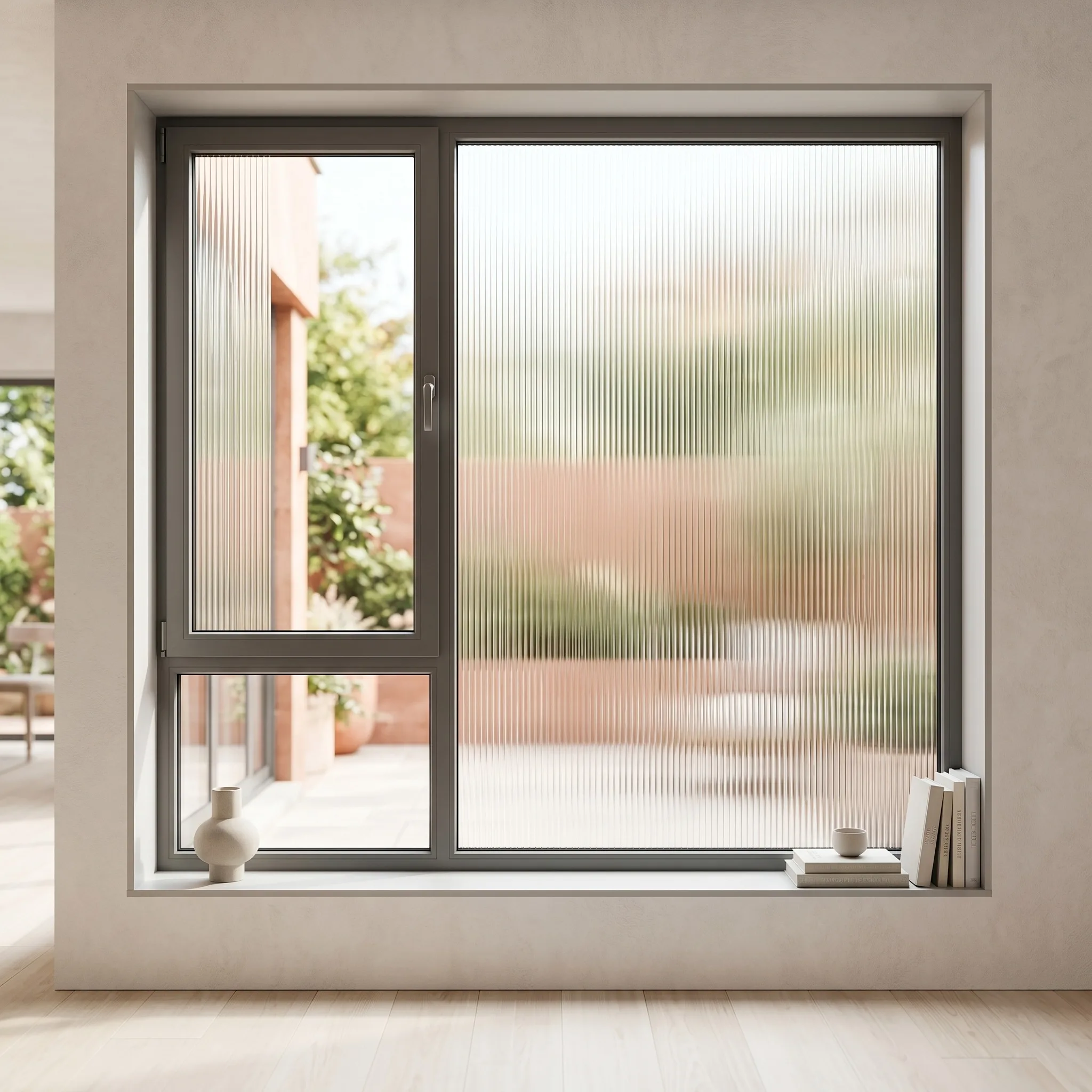 Ribbed Reeded Privacy Window Film Static Cling Frosted Glass Sticker for Home Bathroom Office