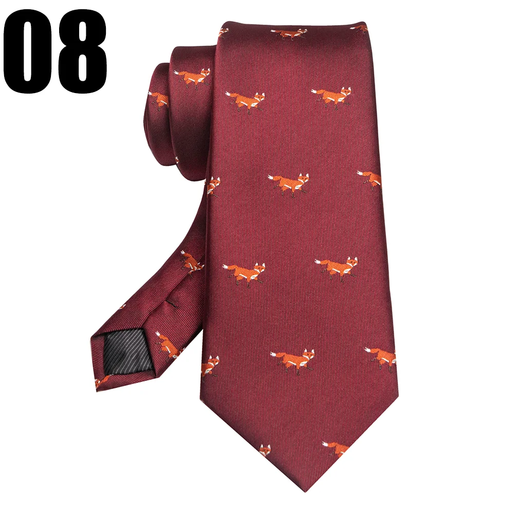 EASTEPIC 8 cm rot-blaue Jacquard-Krawatten für Herren, Herren-Krawatte, hochwertiges Accessoire, Geschäftsgeschenk, Fuchs, Drache, Flamingo, Schnecke, Ente, Tier – Detail 18