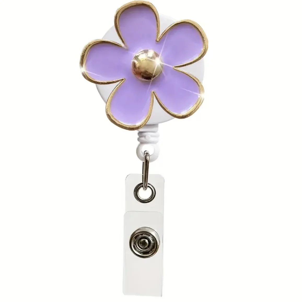 1pc flower Retractable Badge Reel with Metal Clip -360° Swivel Hook, Durable Nylon Cord For Nurses ，office,students,women
