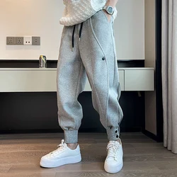 Spring Autumn Casual Joker Harlan Pants Sports Bundle Leg Waist Pants Streetwear Fashion Men Black White Grey Elastic Trousers