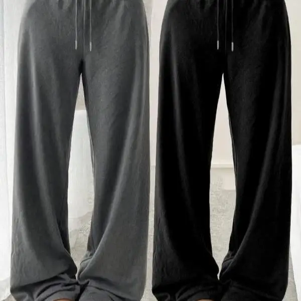 

ex Casual Pants High Waist Dstring Trousers Color Men's Women's Comfortable Loose Fit Straight Leg Trousers