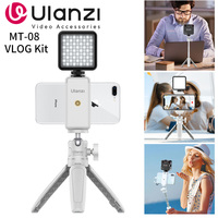Ulanzi MT-08 Mini Smartphone DSLR Tripod for Sony ZV1 Canon M50 Cold Shoe Tripod Mount for LED Light Microphone Vlog Tripod Kit