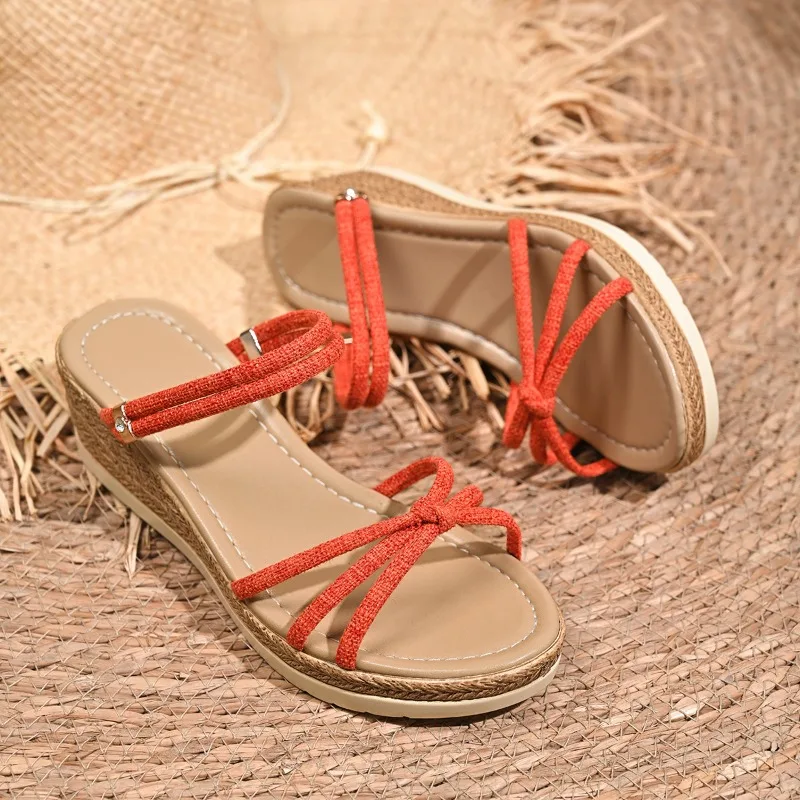 

Женские шлепанцы на танкетке, лето 2024, новая обувь, модные повседневные шлепанцы, дизайнерские сандалии с открытой пяткой, пляжные сандалии Mujer