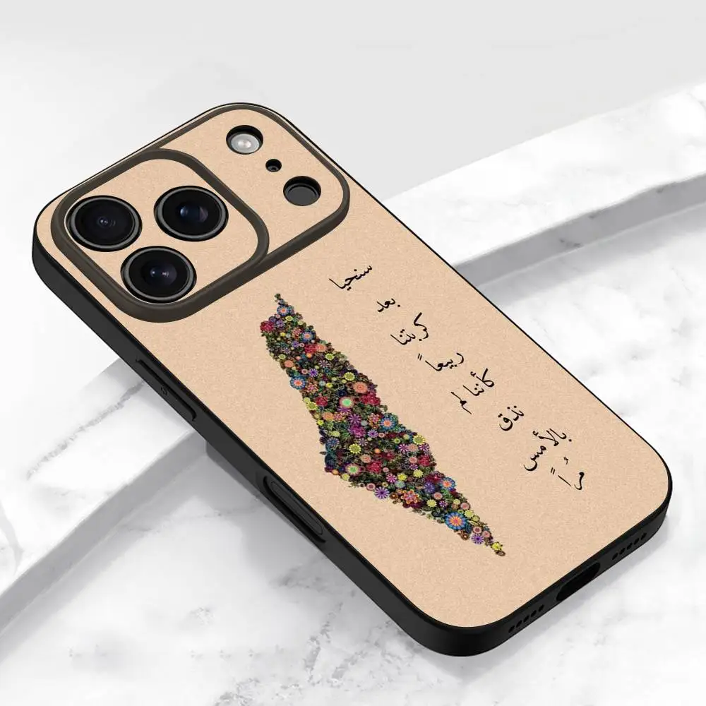 حافظة هاتف Flower P-Palestines-s Hattah Keffiyeh لهاتف iPhone 17,16,15,14,13,12,11,Pro,Max,Plus,E,Air,Mini غطاء أسود واقٍ