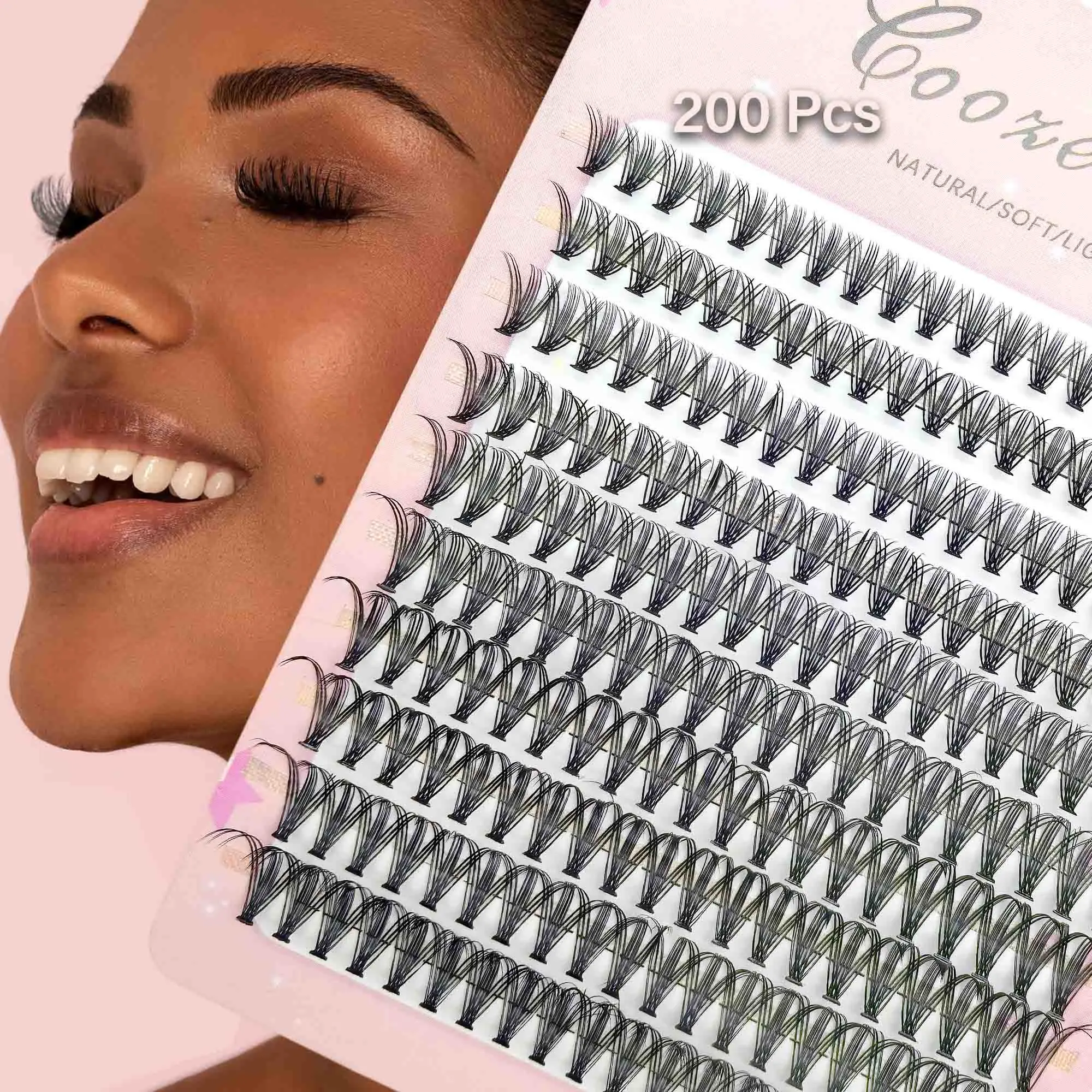

20D DIY Eyelash Extension, Natural Look, Dense Look Faux Eyelash Clusters for Different Make-up Styles , Suitable for Girls