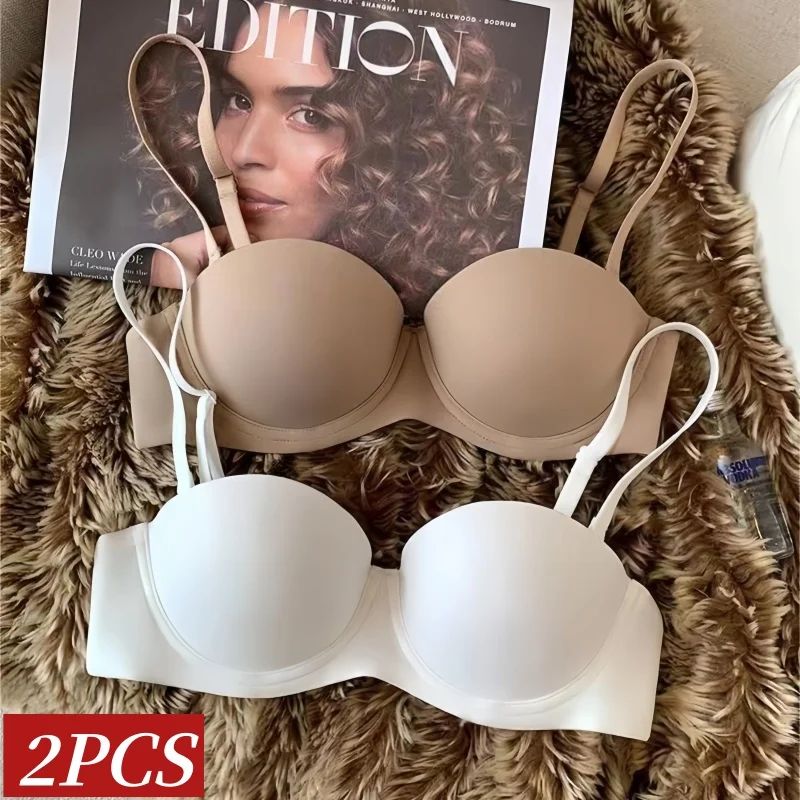2 Stück/Set Demi-Cup-BHs für Damen, wandelbarer trägerloser BH, tief ausgeschnittene Unterwäsche, bequem gepolsterter BH, sexy Dessous S-XL