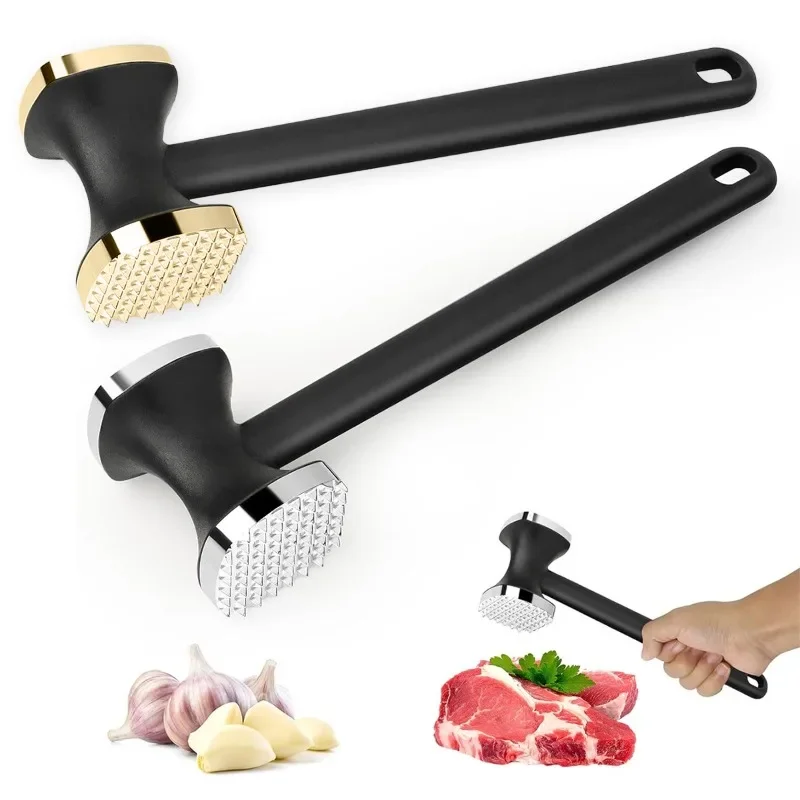 Multi-Functional Double-Sided Zinc Alloy Meat Tenderizer Hammer - Nylon Handle, for Tapping Garlic & Quick Loosening Meat
