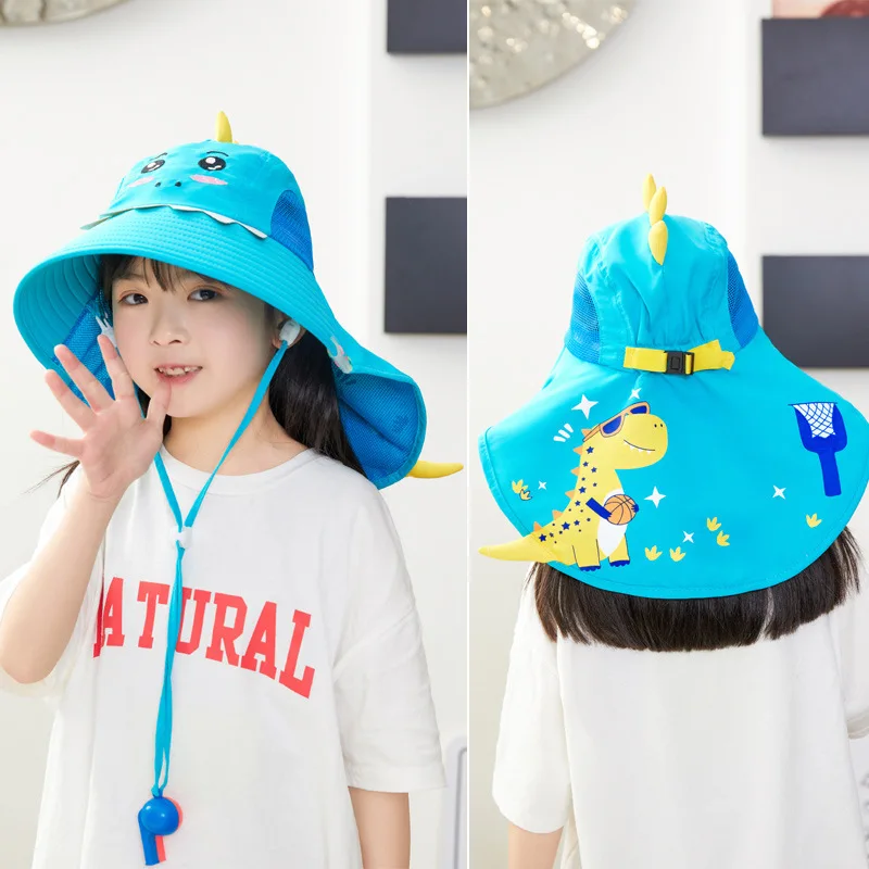 Wide Brim Children Sun Hat Kids Panama Cap Summer Beach Girls Travel Outdoor Fashion Cute Dinosaur Boy Fisherman\'s Hat