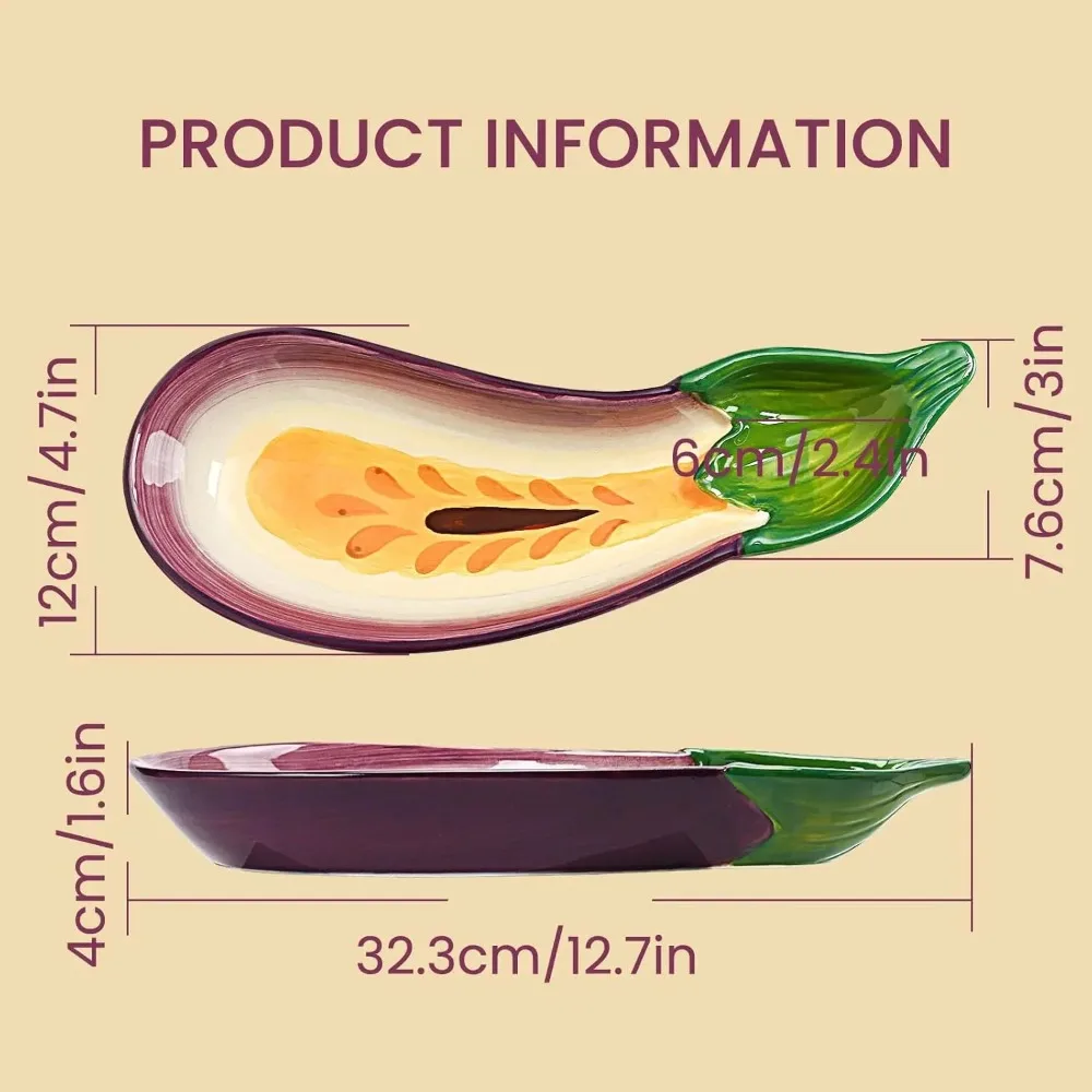 Chip And Dip Serving Platter Purple Eggplant Shaped Tray for Dips Crackers Chips Snacks Party Dish Appetizers Salads Sushi view 2