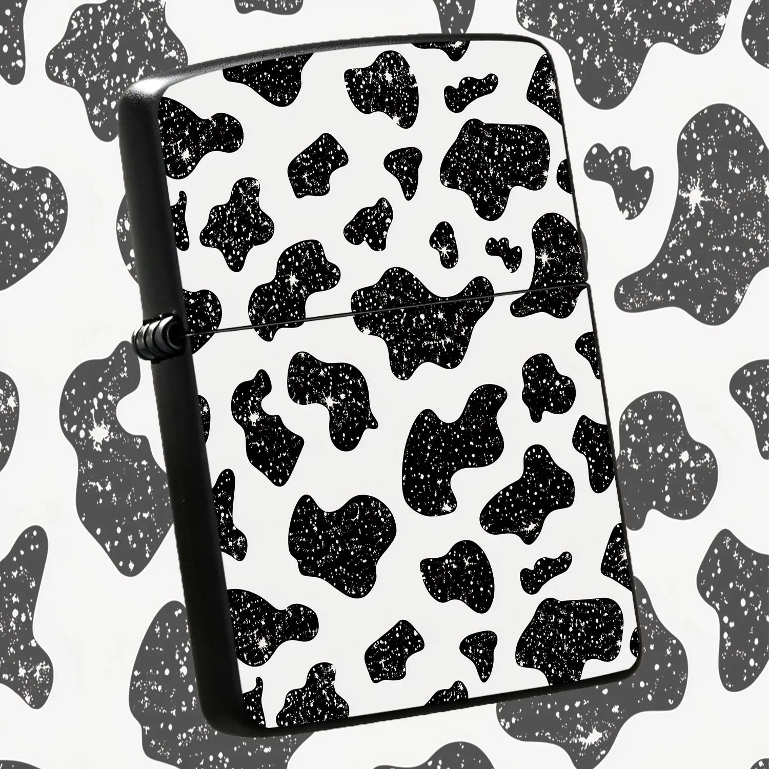 Stylish Starry Cow Print Lighter, Versatile All-Scene Portable Igniter, Exquisite Speckled Aesthetic Accessory, Trendy Unique Pattern Decor, Durable Daily Carry Item For Outdoor Travel Home Use, Ideal Delicate Gift For A Humorous And Intere