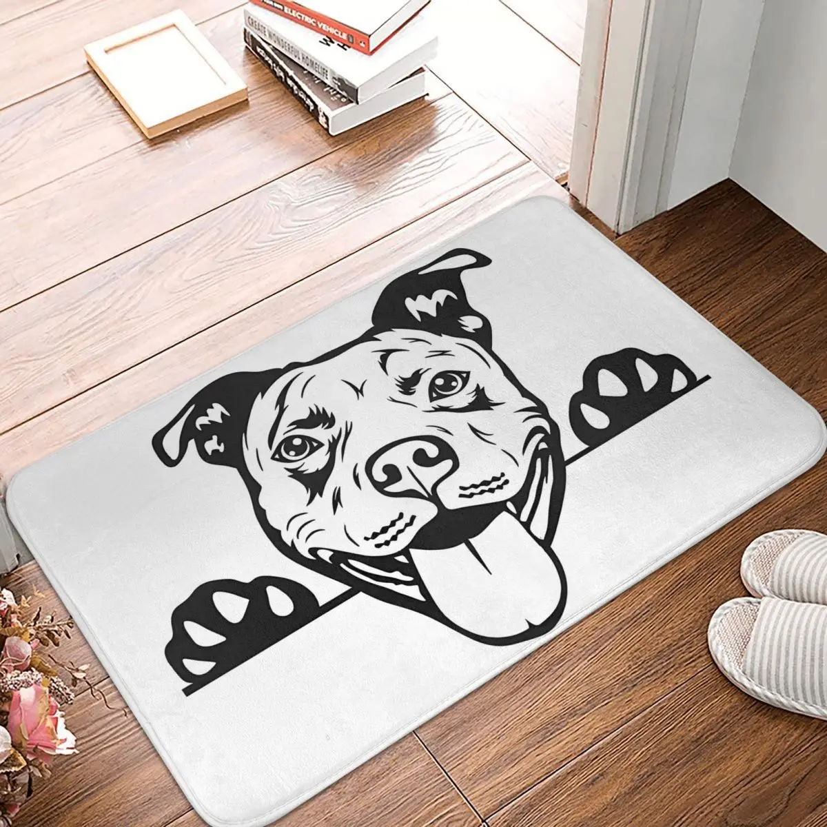 Pitbull Dog Foot Mat for Shower Home Decor Lover Line Dog Doge Bath Mat Quick Dry Bathroom Mats Waterproof Non Slip Toilet Mat