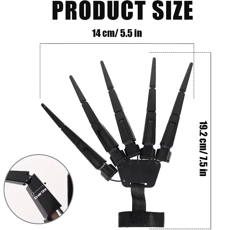 Horror Ghost Claw Halloween Prop Party Decor Articulated Fingers Scary Fake Fingers Skeleton Hand Cosplay Finger Glove Realistic