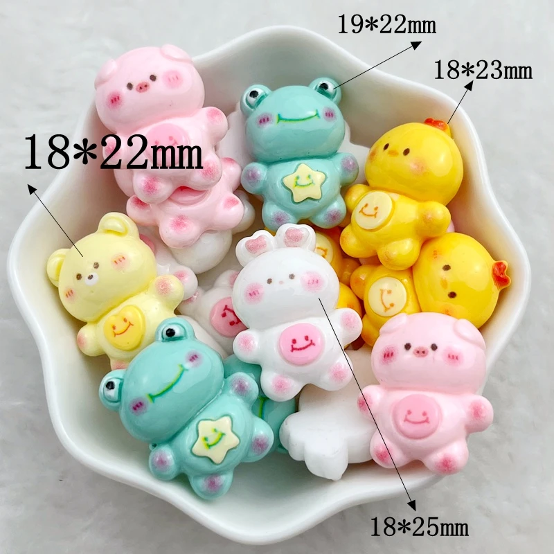 10PCS resin colored cartoon rabbit frog scrapbook Flatback 3D food character DIY decorative crafts