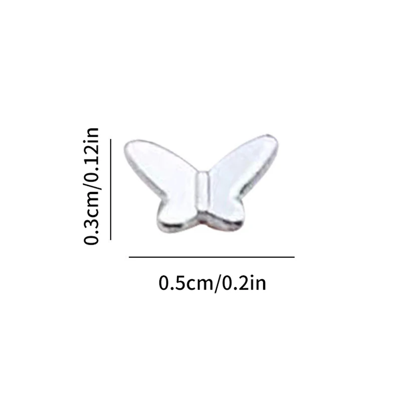 50 pçs mini borboleta arte do prego encantos 3d metal prata/ouro diamante borboleta decoração da arte do prego diy acessórios do prego